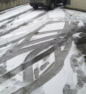 tire tracks in snow